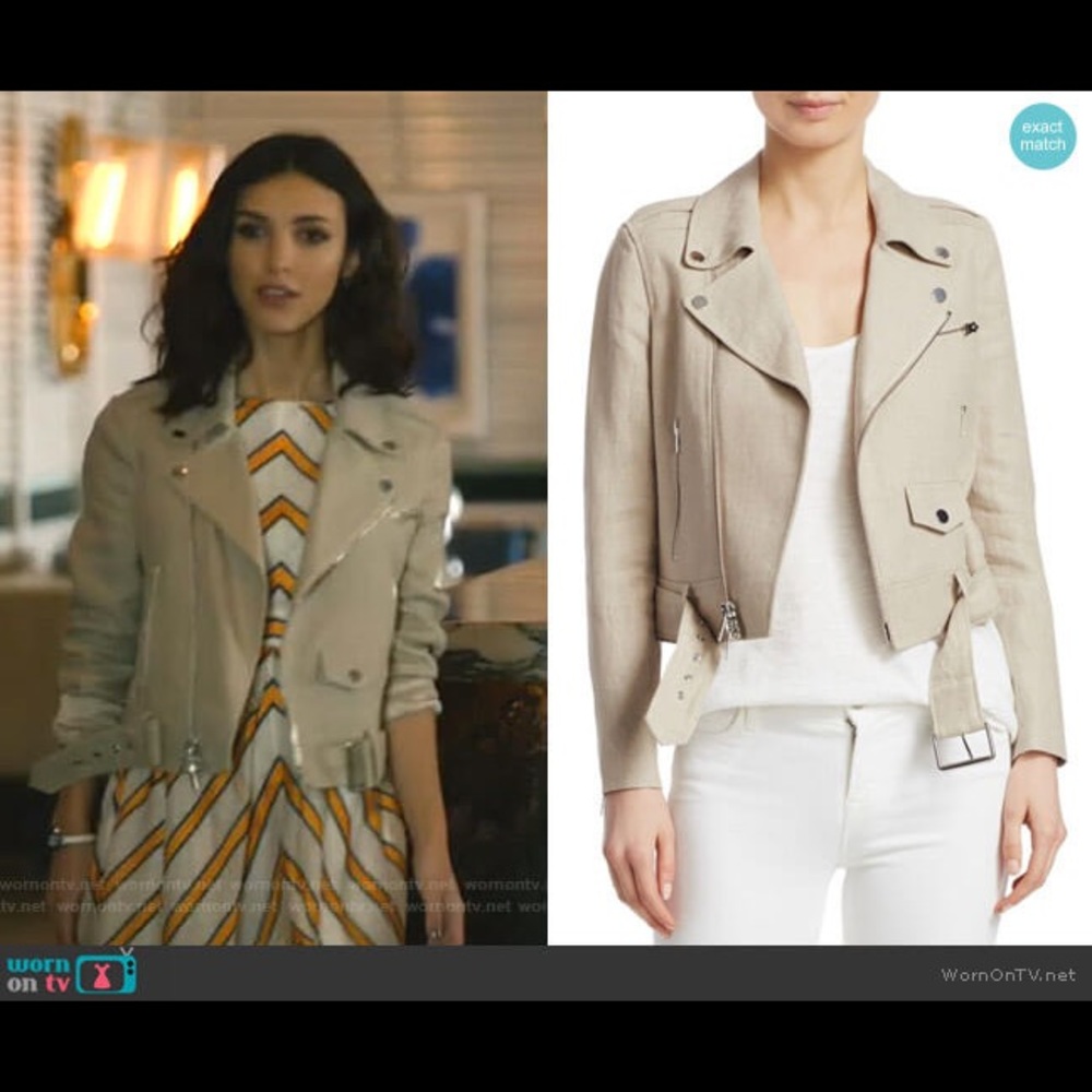 Theory Linen Moto Jacket Sz S